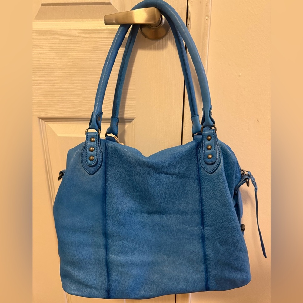 We The Free Emerson Leather Tote Bag - Sapphire Blue Free People - Picture 3 of 10